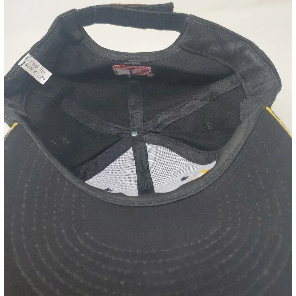 NRA Hat Ball Cap Black Yellow Adjustable National Rifle Assoc American Flag